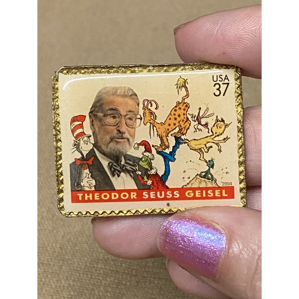 2004 USA Stamp .37 Cents Brooch Pin Honoring Theodor Seuss Geisel PreOwned